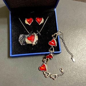 🖤CDE💕Red crystal Necklace/Earrings/Bracelet set